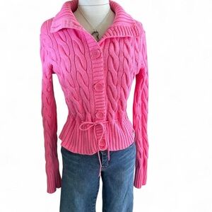 Ralph Lauren Pink Cable Knit Cardigan - size M